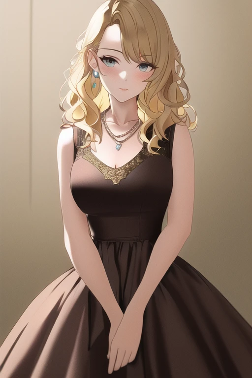 [NovelAI] medium hair wavy hair necklace woman Masterpiece dress [Illustration]